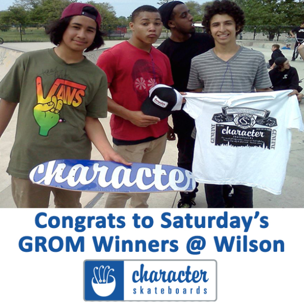 Winners of Character Skateboards Grom Contest at Wilson Skatepark
